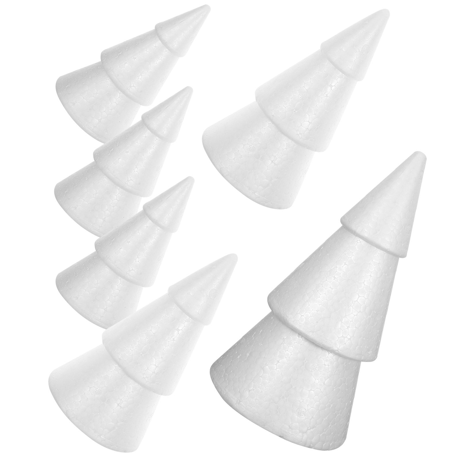 Christmas Craft Embellishment - 6Pcs White Foam Christmas Tree Cones