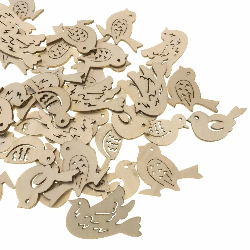 50pcs Wooden Bird Pattern DIY  - Embellishments For Scrapbooking reseña y precio