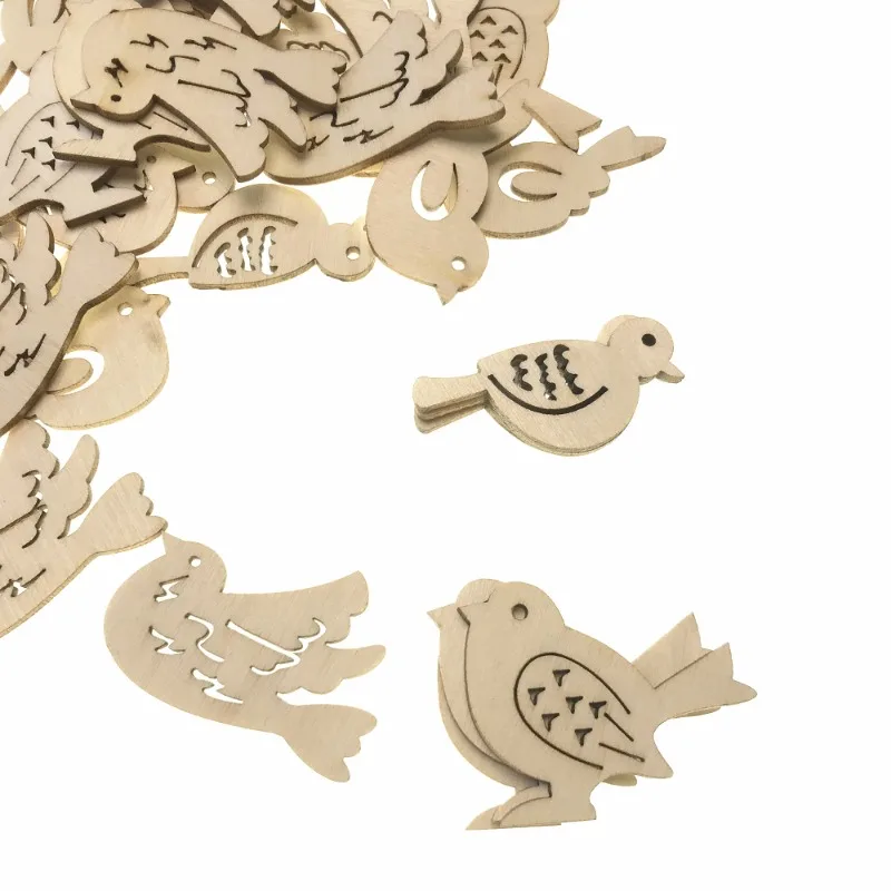 50pcs Wooden Bird Pattern DIY  - Embellishments For Scrapbooking reseña y precio