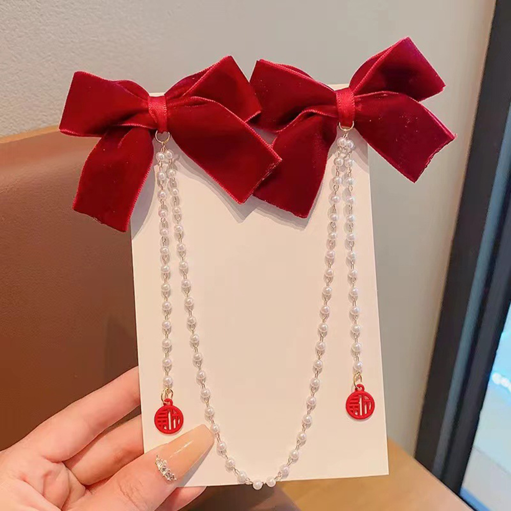 Children's Bow Hair Clip Baby  - Pearl Trim Chain reseña y precio