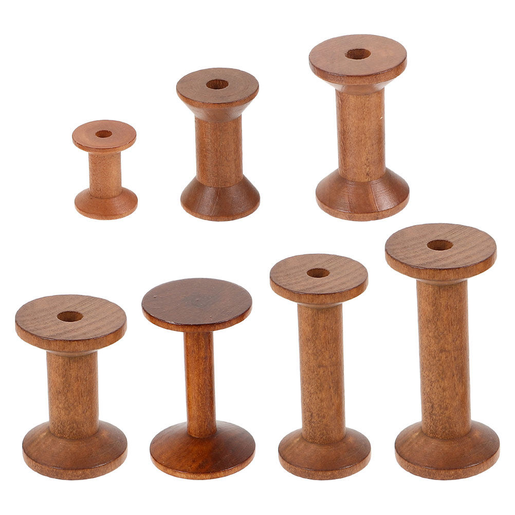 7Pcs Wooden Thread Spools Empt - Embroidery Craft reseña y precio