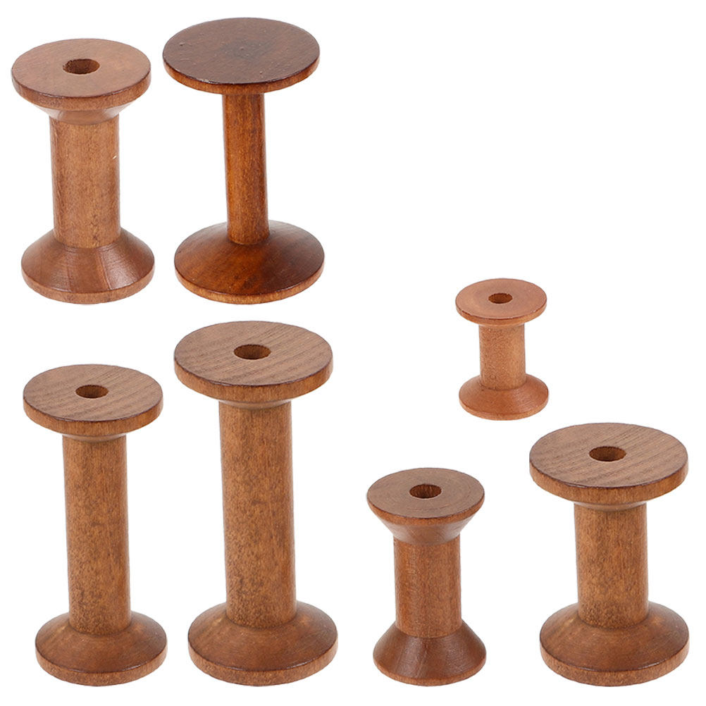 7Pcs Wooden Thread Spools Empt - Embroidery Craft reseña y precio
