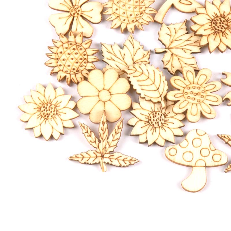 30Pcs 25-30mm Wood DIY Accesso - Embellishments For Scrapbooking reseña y precio