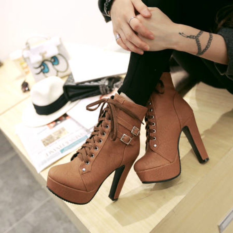 Winter Women Platform Ankle Bo - Guipure Lace Panel reseña y precio