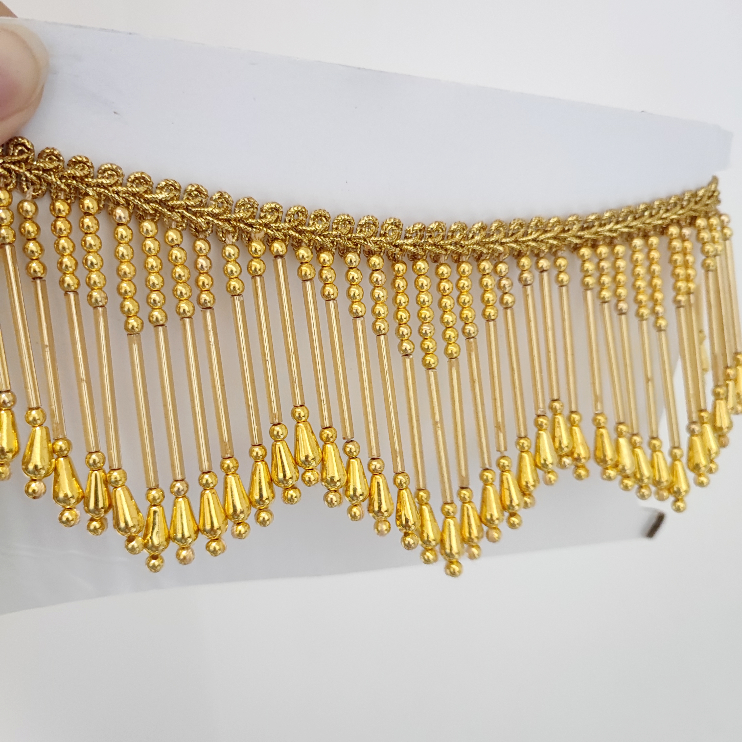 8cm Wide Gold, Silver, Beaded  - Beaded Trim Fringe reseña y precio