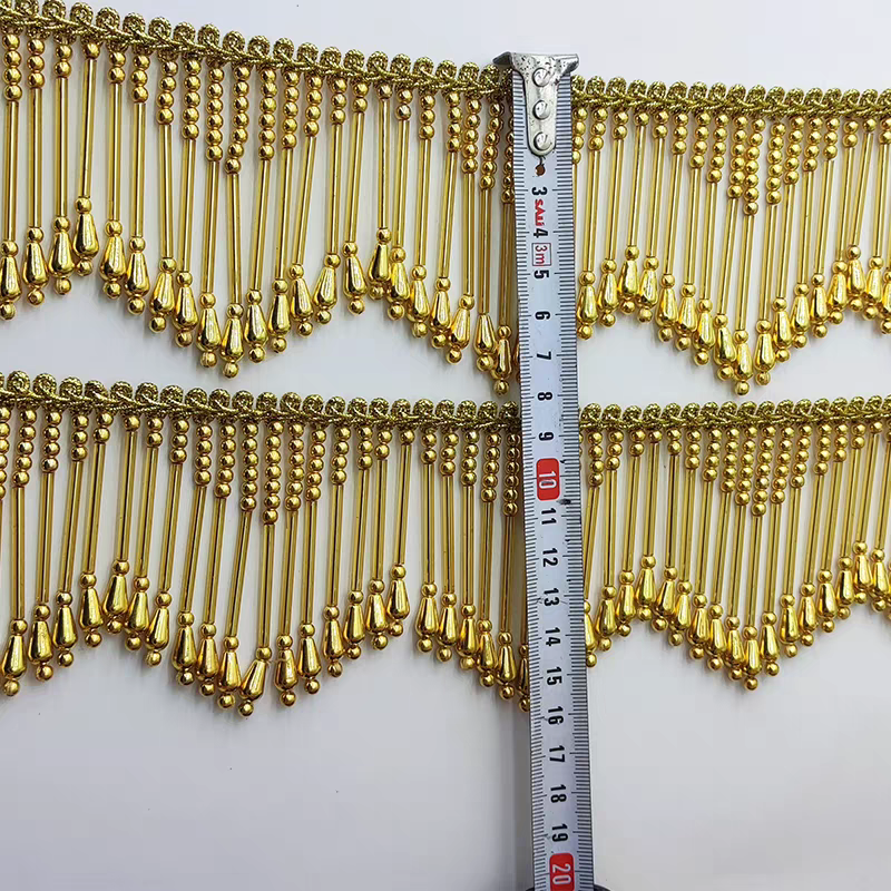 8cm Wide Gold, Silver, Beaded  - Beaded Trim Fringe reseña y precio