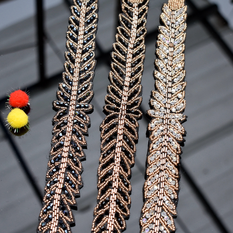 Long leaves leaf handmade appl - Beaded Trim Fringe reseña y precio