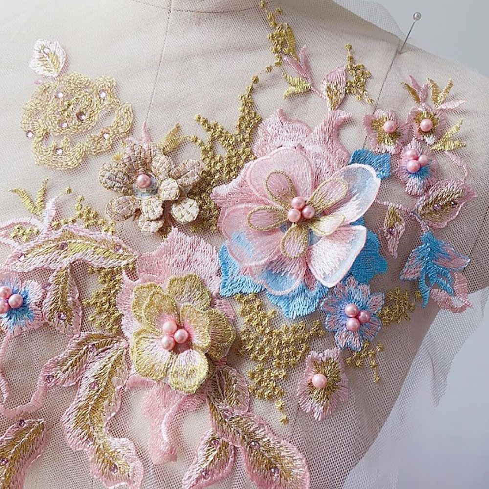 3D Flowers Beaded Lace Fabrics - Embellishments For Scrapbooking reseña y precio