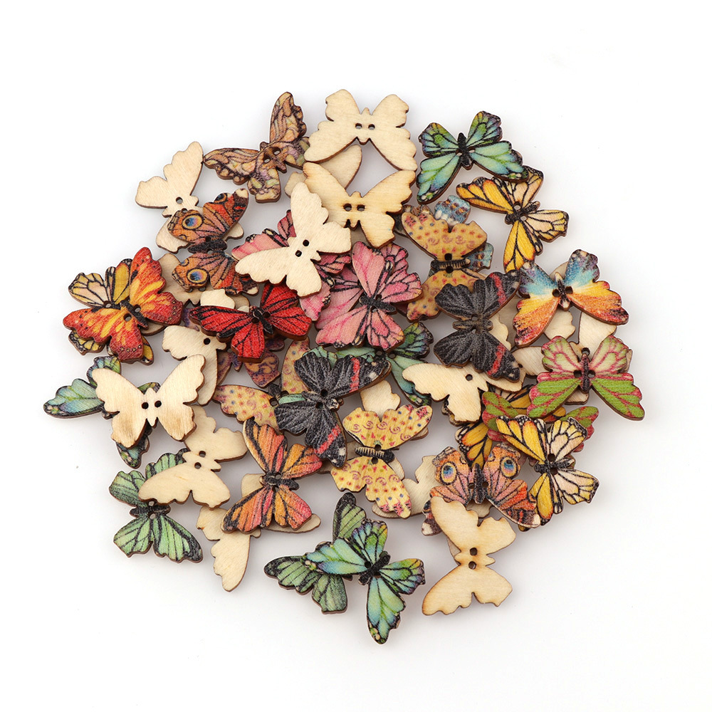 50pcs Butterfly wooden button  - Embellishments For Scrapbooking reseña y precio