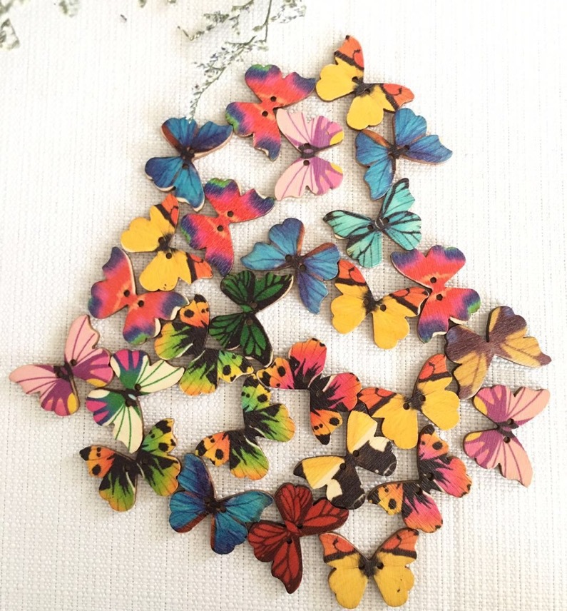 50pcs Butterfly wooden button  - Embellishments For Scrapbooking reseña y precio