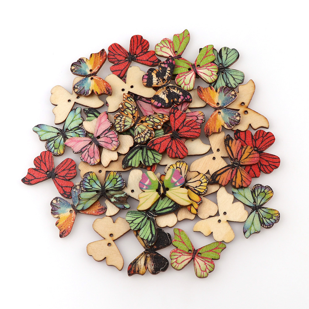 50pcs Butterfly wooden button  - Embellishments For Scrapbooking reseña y precio