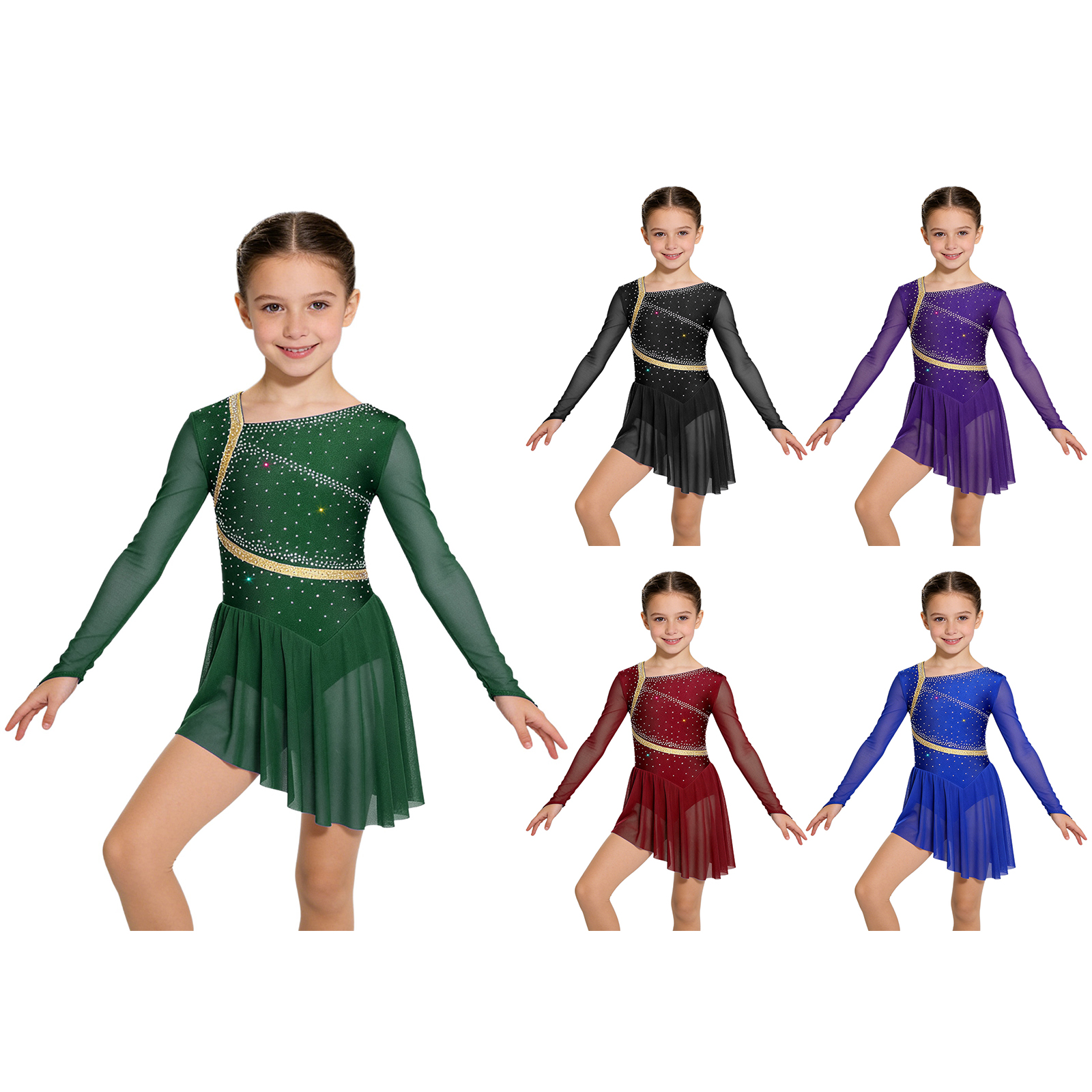 Kids Girls Figure Skating Lyri - Rhinestone Banding Trim reseña y precio