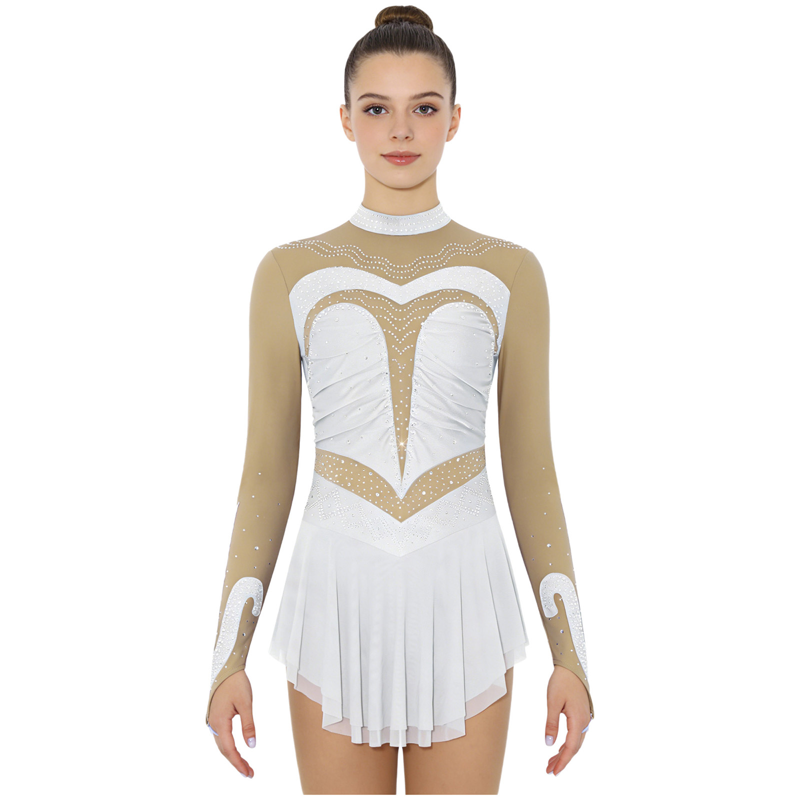 Womens Sheer Mesh Gymnastics B - Rhinestone Banding Trim reseña y precio