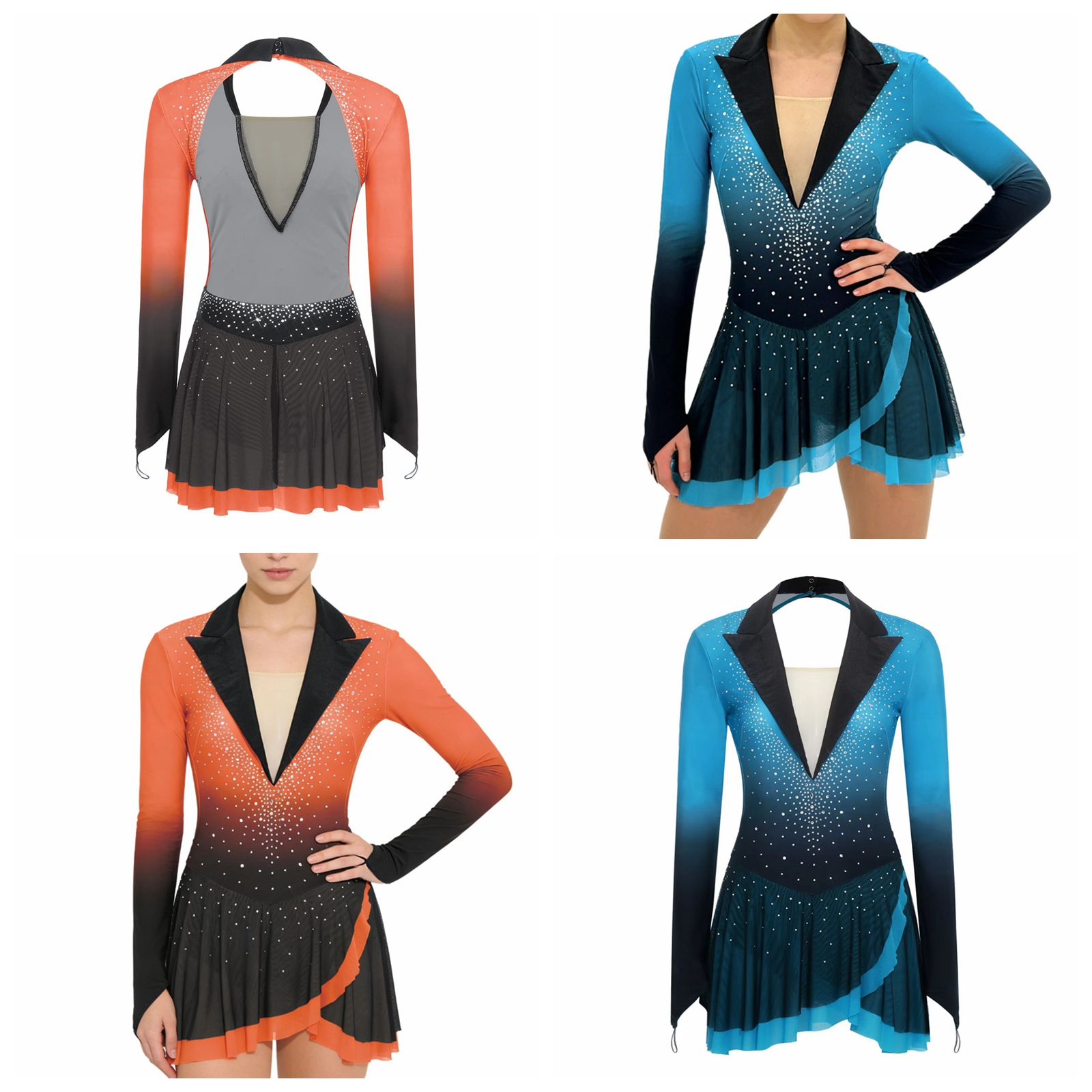 Womens Sheer Mesh Gymnastics B - Rhinestone Banding Trim reseña y precio
