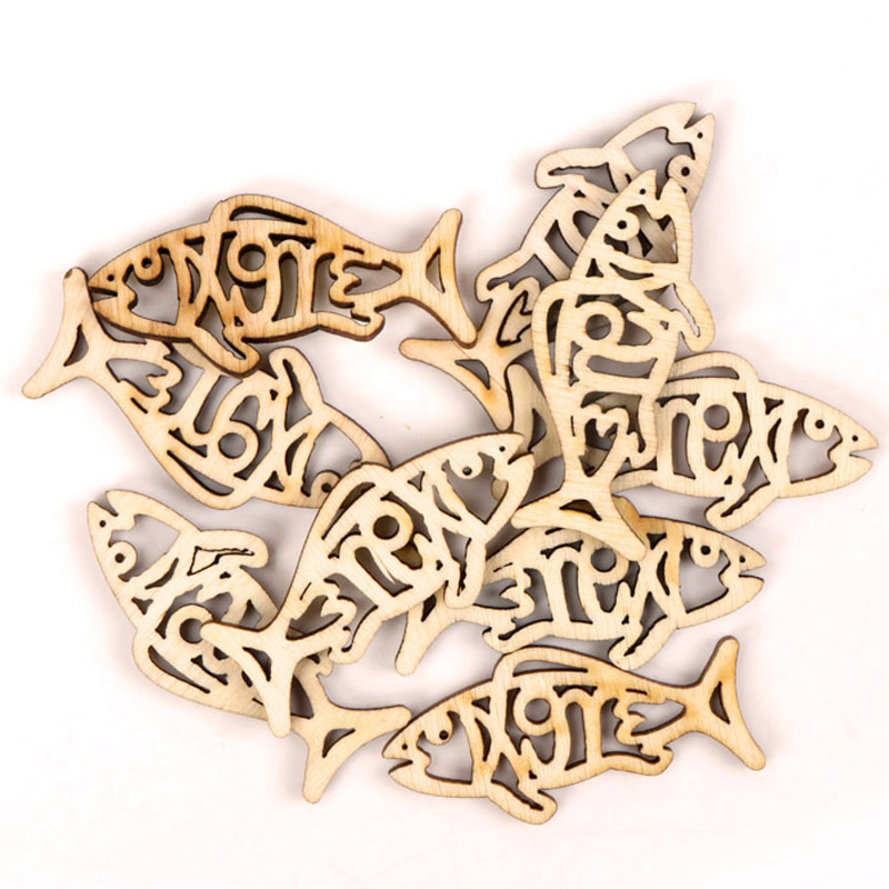 Wooden Cute Fish Shape Arts Pa - Embellishments For Scrapbooking reseña y precio