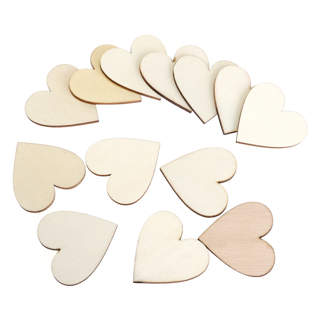 50Pcs Wooden Love Heart Craft  - Embellishments For Scrapbooking reseña y precio