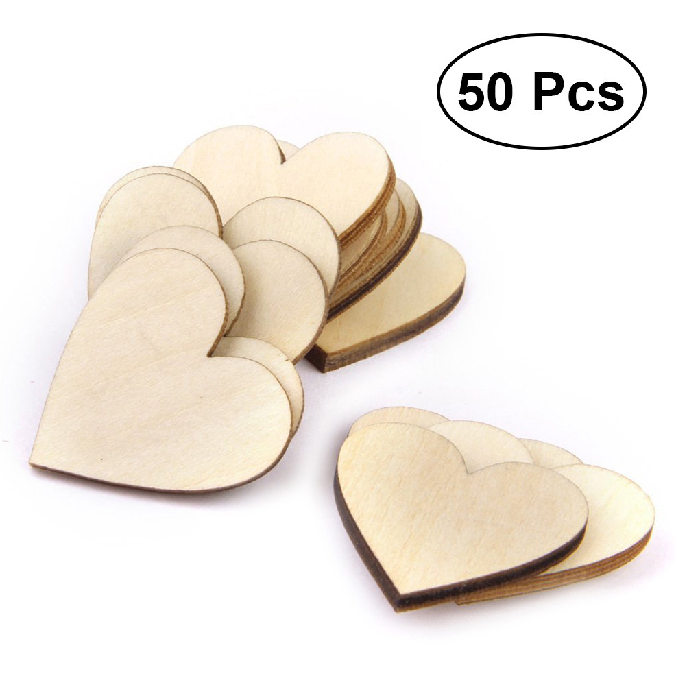 50Pcs Wooden Love Heart Craft  - Embellishments For Scrapbooking reseña y precio