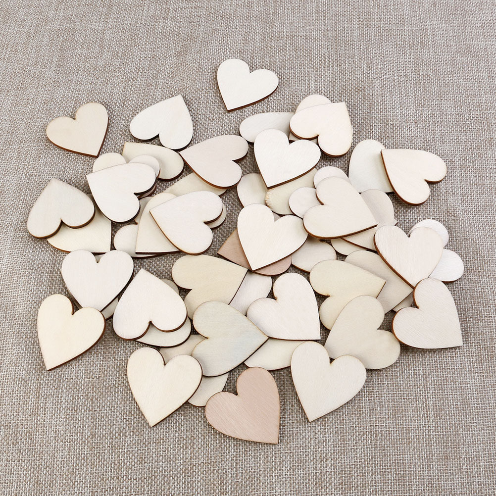 50Pcs Wooden Love Heart Craft  - Embellishments For Scrapbooking reseña y precio
