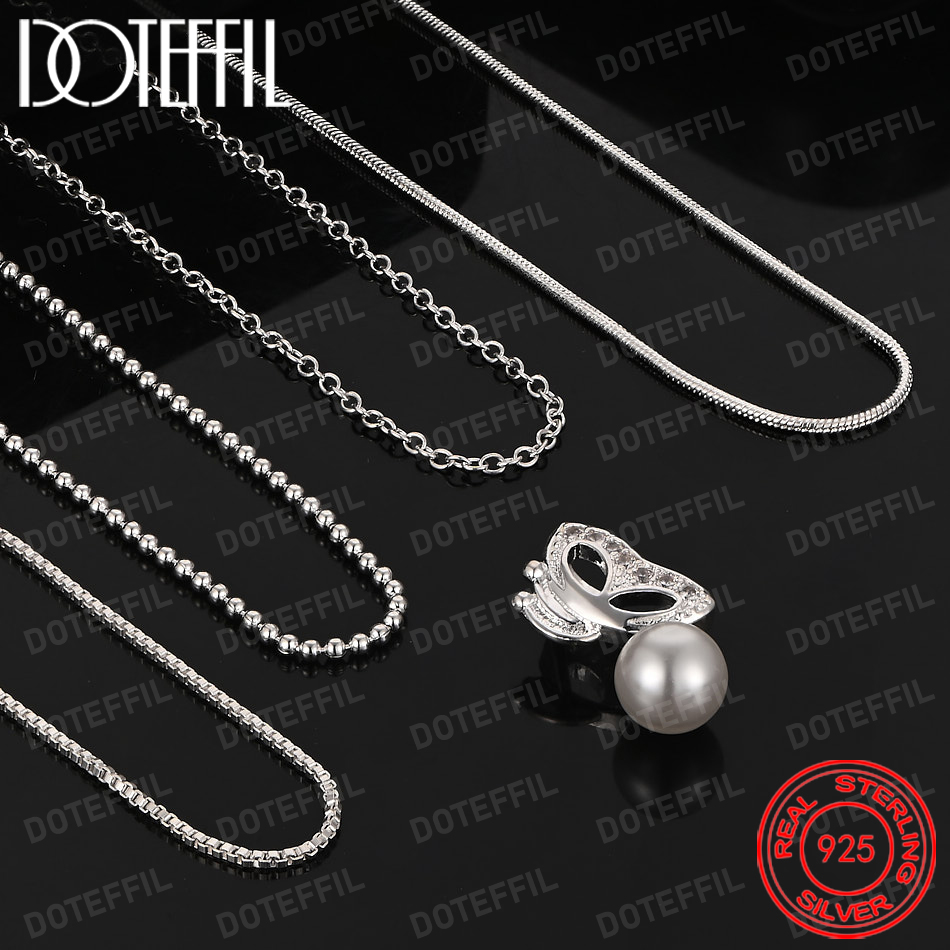 925 Sterling Silver Exquisite  - Pearl Trim Chain reseña y precio