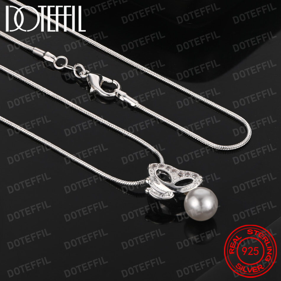 925 Sterling Silver Exquisite  - Pearl Trim Chain reseña y precio