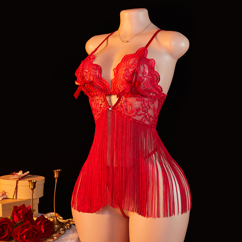 Transparent Lace Women Red Str - Tassel Fringe Trim reseña y precio