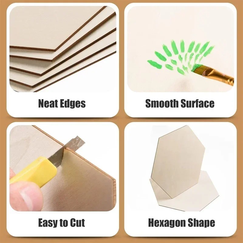 10-120mm Wooden Hexagon Blank  - Christmas Craft Embellishment reseña y precio