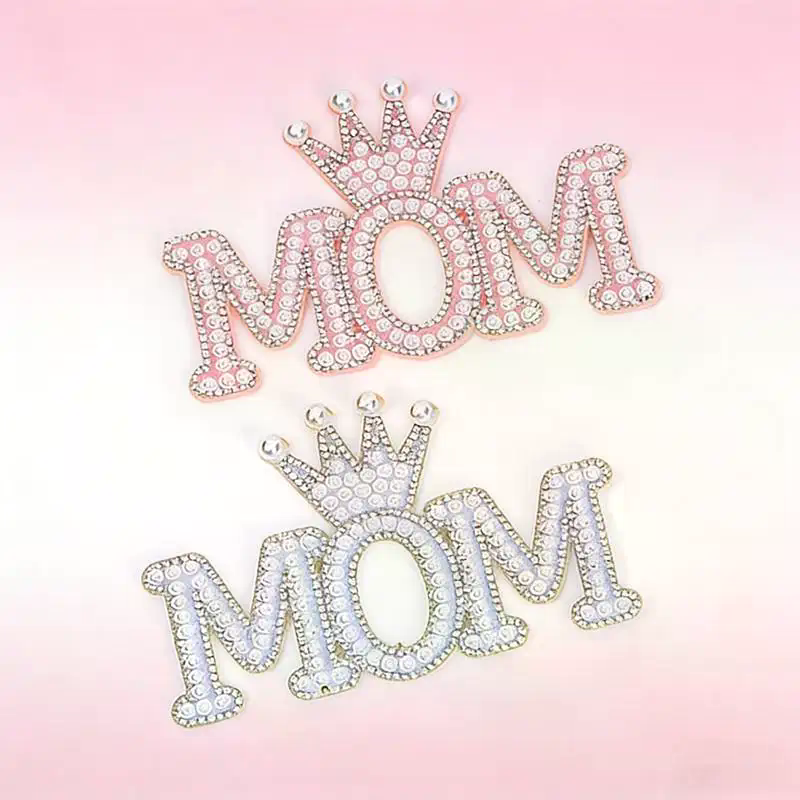 1PC Pearl Crown Mom Letter Pat - Sew On Rhinestone reseña y precio