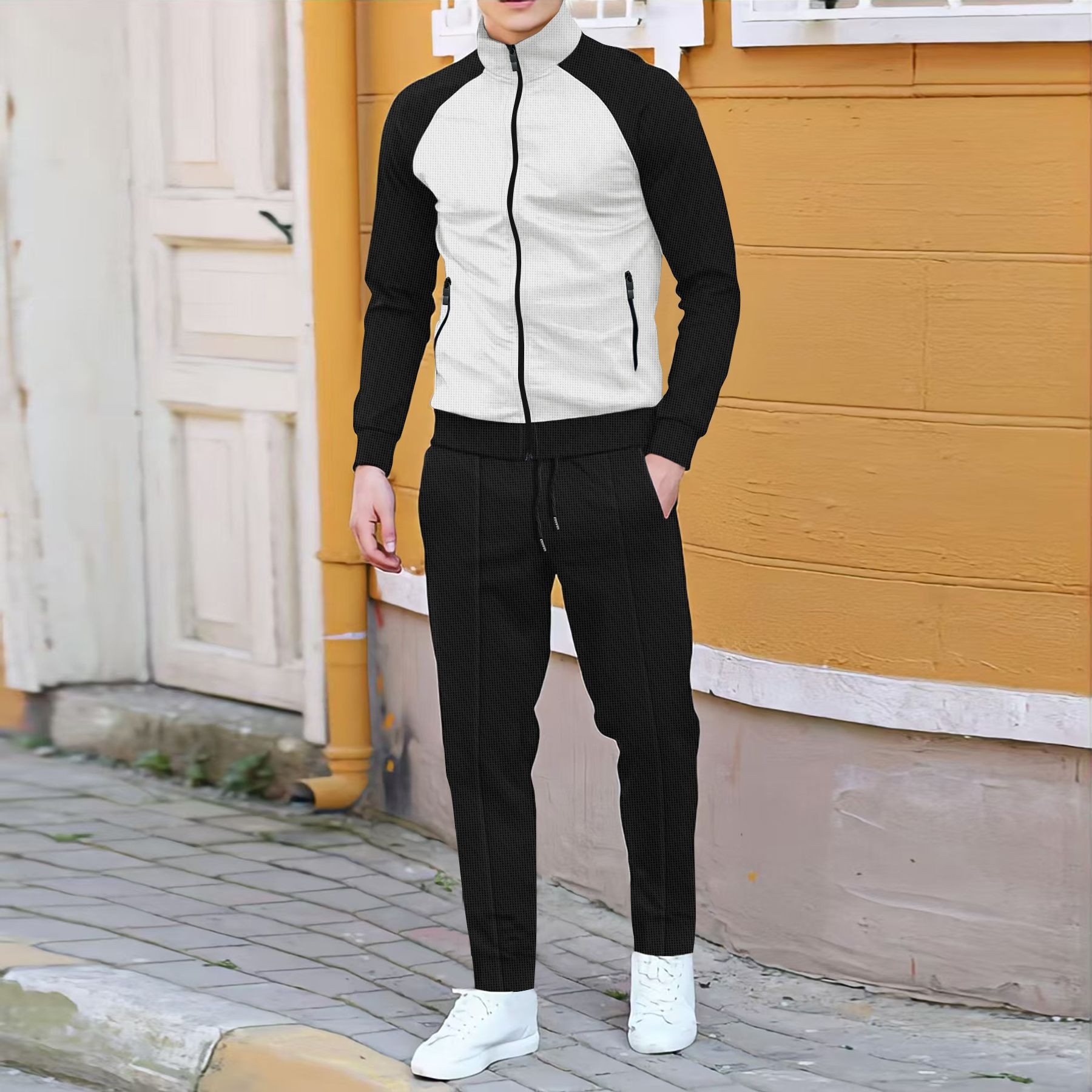 Men Casual Waffle Knit Track S - Embellish Knit reseña y precio