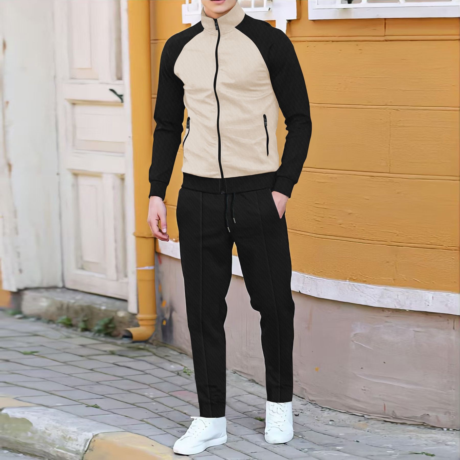 Men Casual Waffle Knit Track S - Embellish Knit reseña y precio
