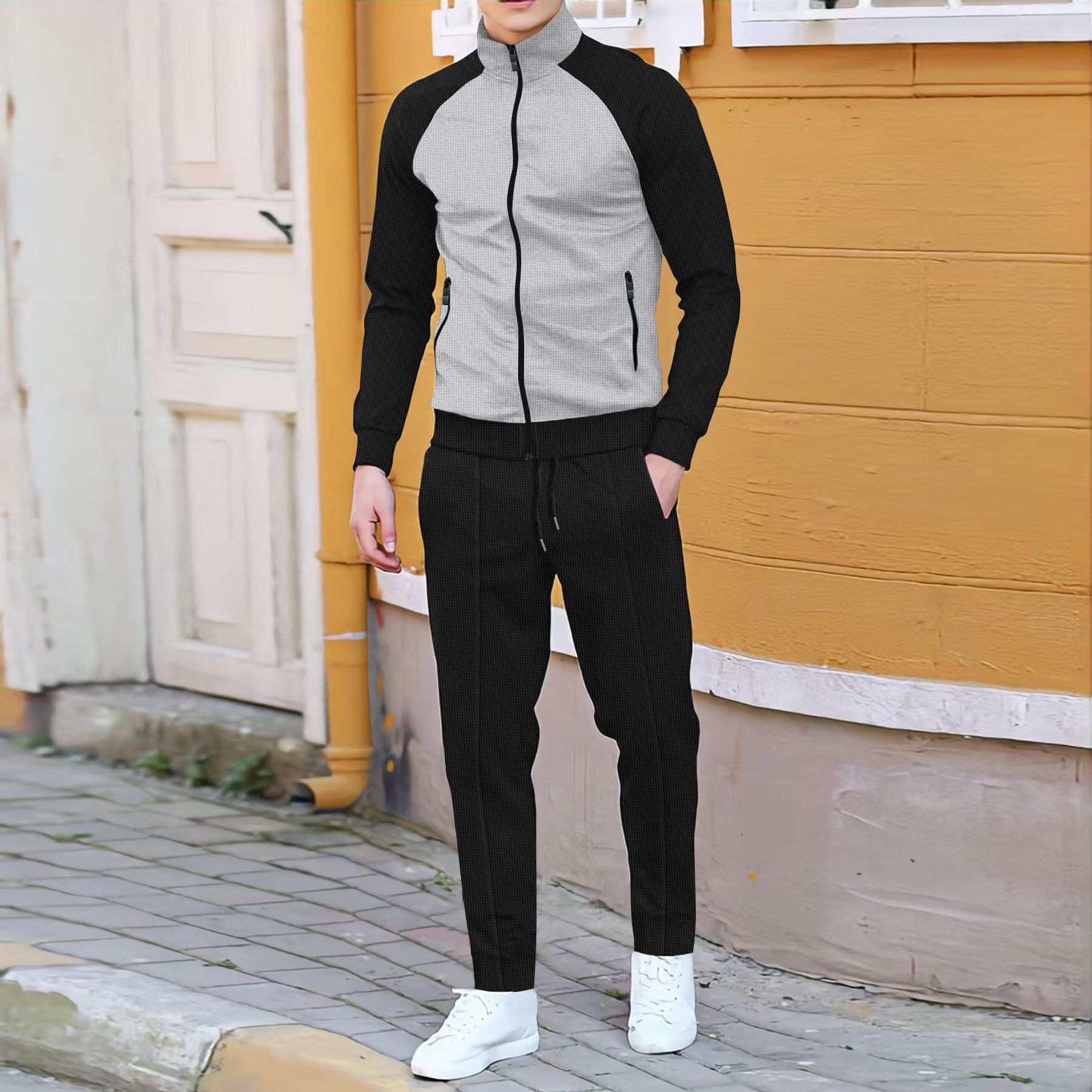 Men Casual Waffle Knit Track S - Embellish Knit reseña y precio