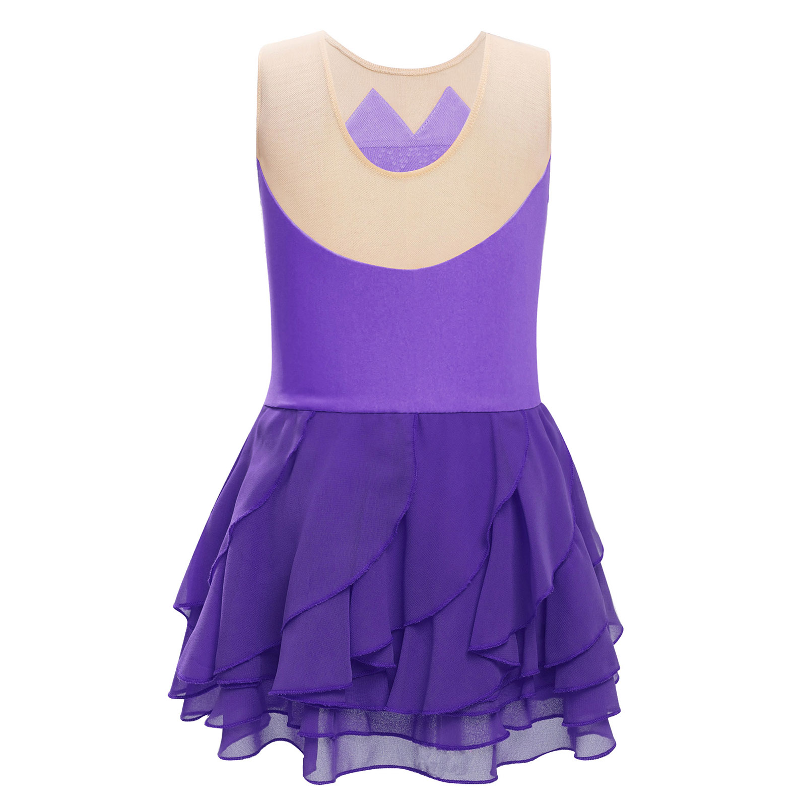 Girls Mesh Figure Skating Dres - Rhinestone Banding Trim reseña y precio
