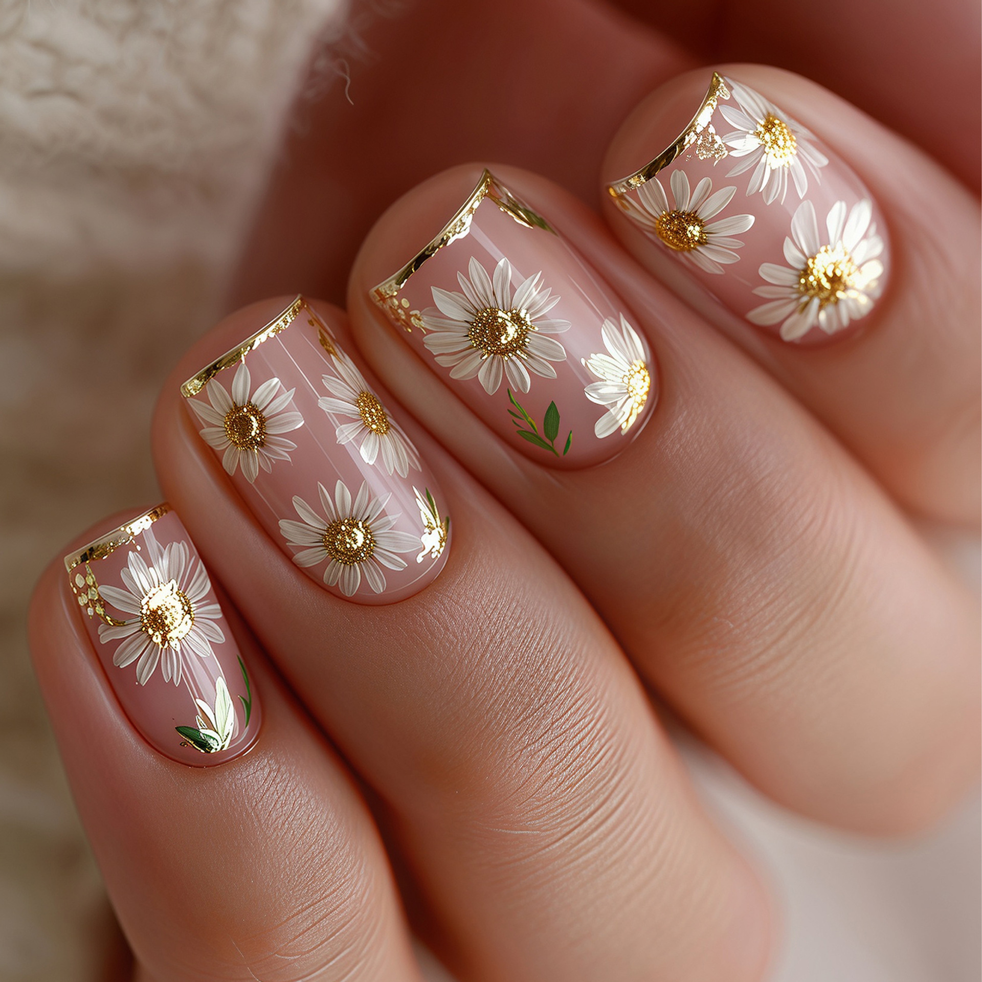 Short Square fake nails golden - Embroidery Embellishments reseña y precio