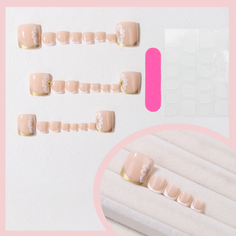 24Pcs Short Square French Whit - Embroidery Embellishments reseña y precio